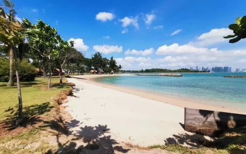 Pristine white sand beach and clear blue waters at Lazarus Island