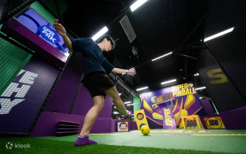 Teenagers attempting tricks in the Freestyle Hall trampoline zone