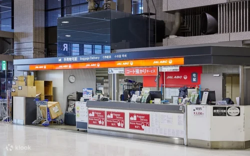 Luggage drop-off counter at Narita International Airport
