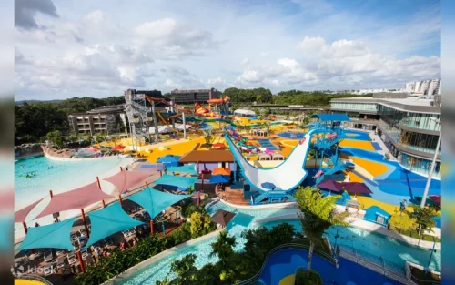 Lifeguards ensuring safety at the Free Fall water slide attraction